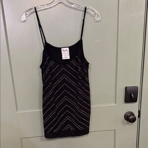 Vocal Black Top with Silver Embellished Label